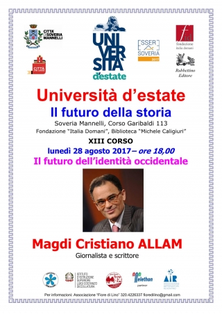 CULTURA, MAGDI ALLAM CONCLUDE DOMANI L&#039;UNIVERSITÀ D&#039;ESTATE DI SOVERIA MANNELLI