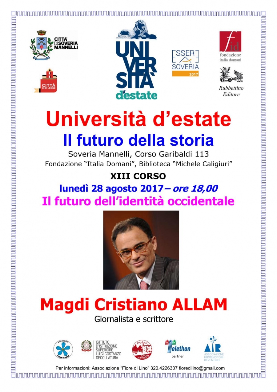 CULTURA, MAGDI ALLAM CONCLUDE DOMANI L'UNIVERSITÀ D'ESTATE DI SOVERIA MANNELLI