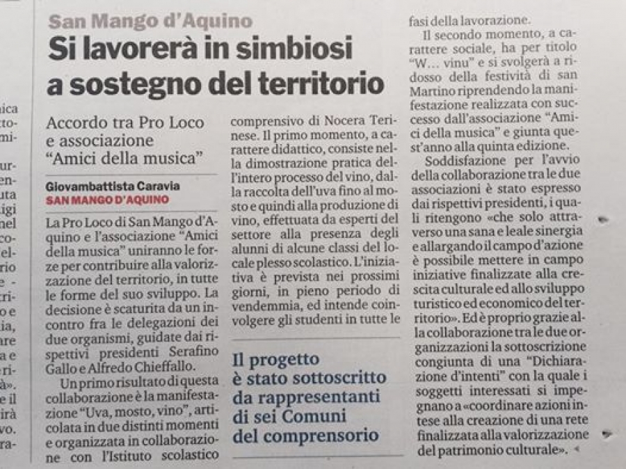 Si lavorerà in simbiosi a sostegno del territorio