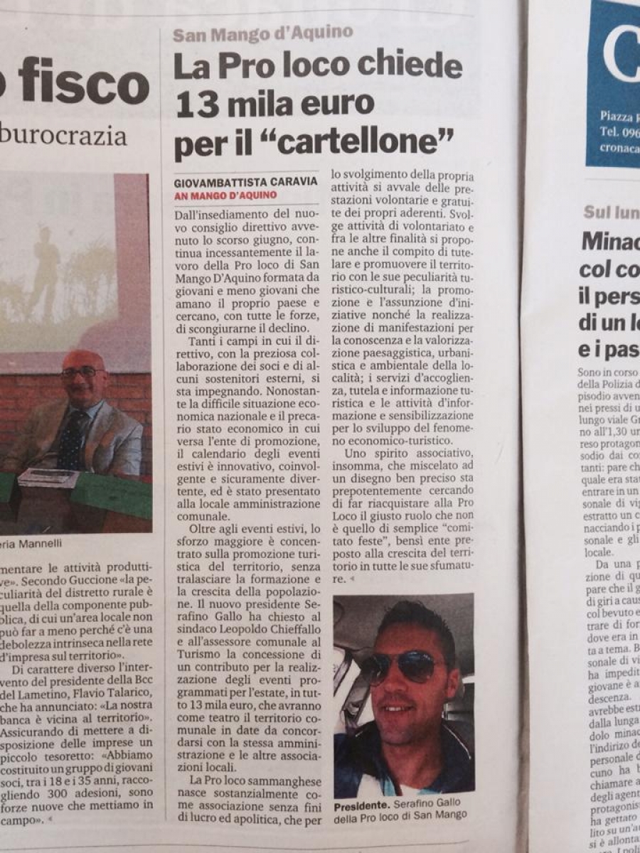 La Pro loco chiede 13 mila euro per il "cartellone"
