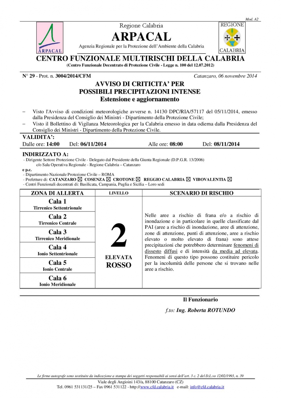 Allerta Meteo Calabria, la protezione civile: “criticità rossa” per oggi e domani in tutta la Regione